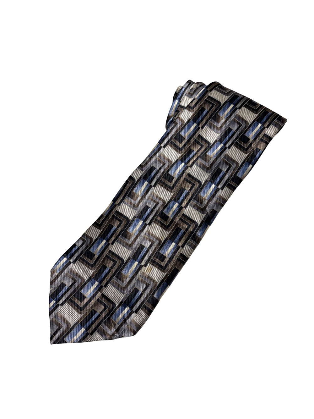 Arrow Geometric Tie Blue Gray Black Abstract Print 3.5″ Wide